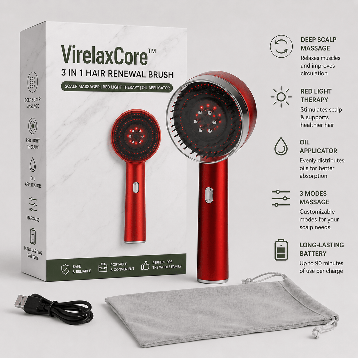 VirelaxCore™ 3 in 1 Hair Renewal Brush